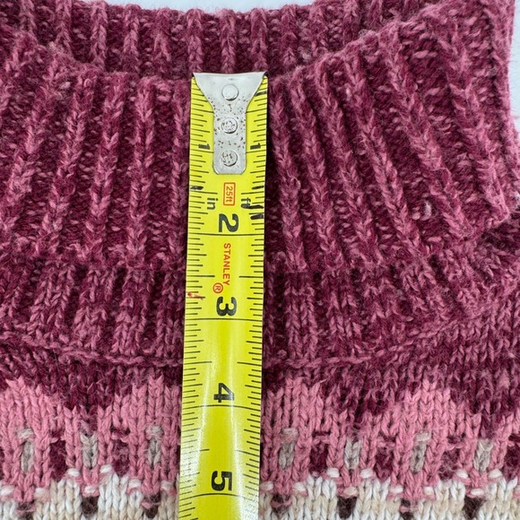 Lands' EndFair Isle Turtleneck Sweater Womens Medium Burgundy Pink Nordic Knit - Picture 8 of 8